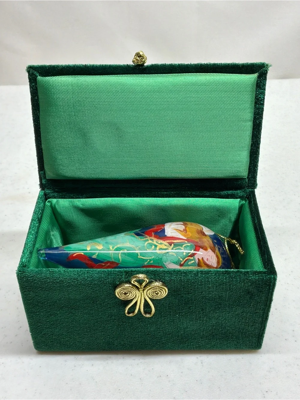 Pier 1 2012 “Angel Cone” Hand Painted Teardrop Christmas Ornament W/Box